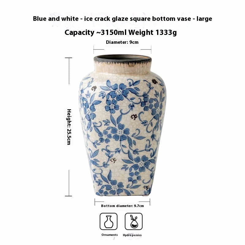 Blue And White Porcelain Vintage Ice Cracked Vase