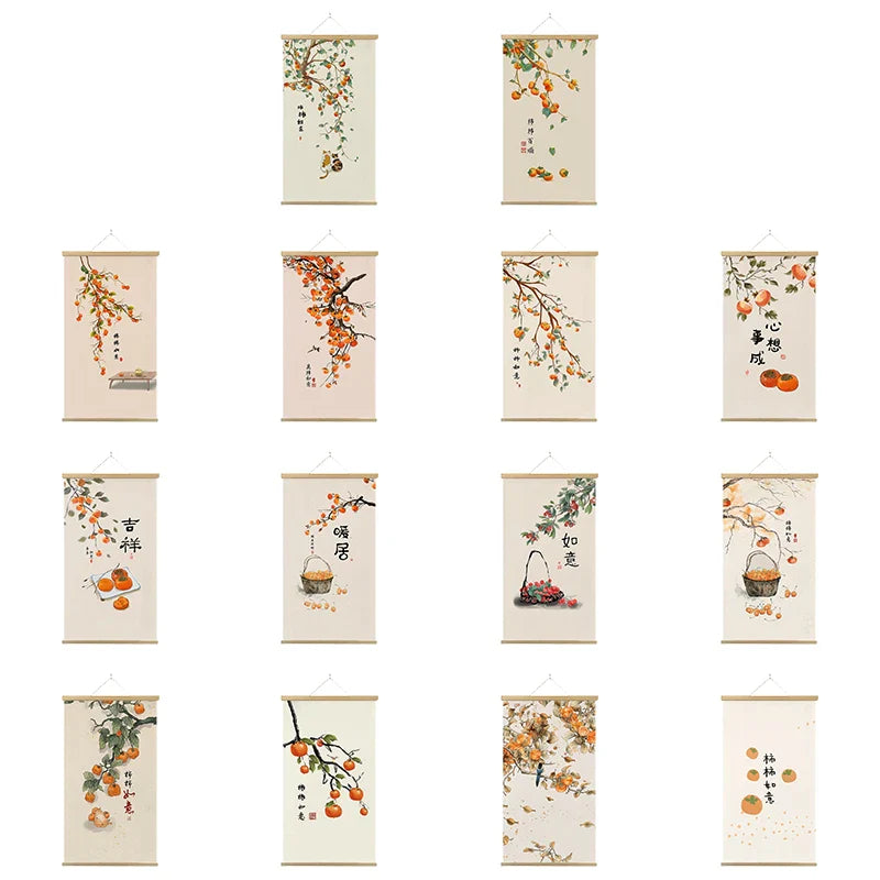 Japanese Ukiyoe Canvas Posters And Prints Home Decoration Painting Wall Art Picture With Solid Wood Hanging Scroll