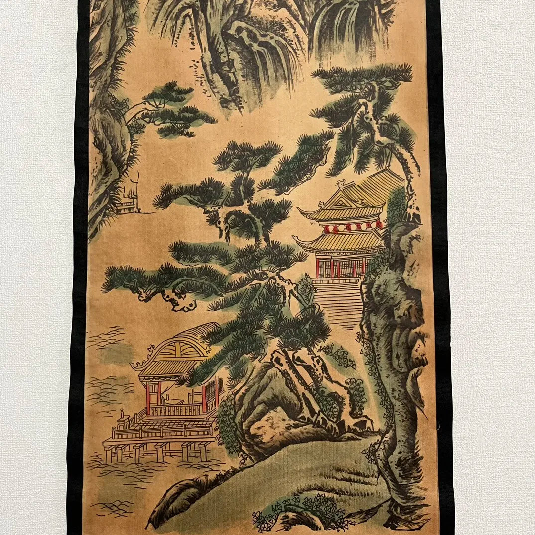 Chinese rice paper living room scroll painting four screens wall decoration hanging picture Wang Yun building