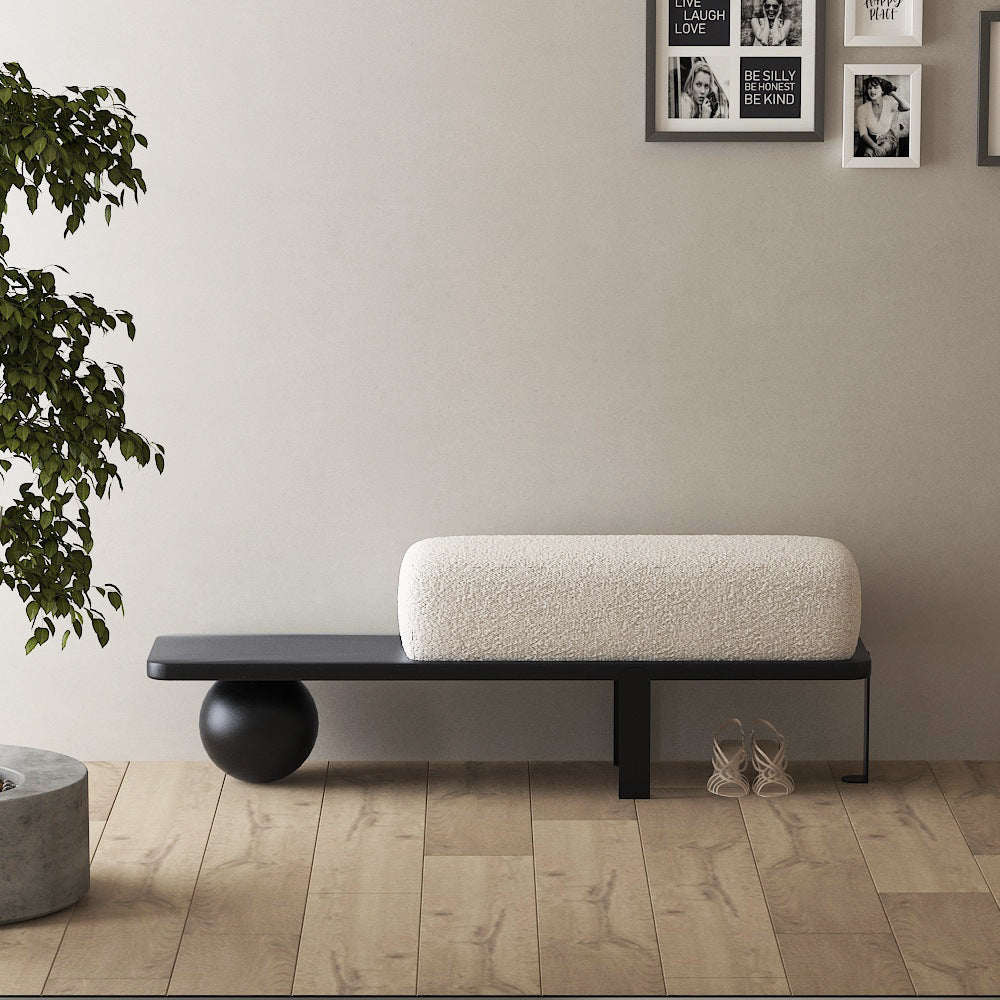 Lamb-Fleece Upholstered Sofa Stool – Elegant Bench for Living Room & Fitting Room