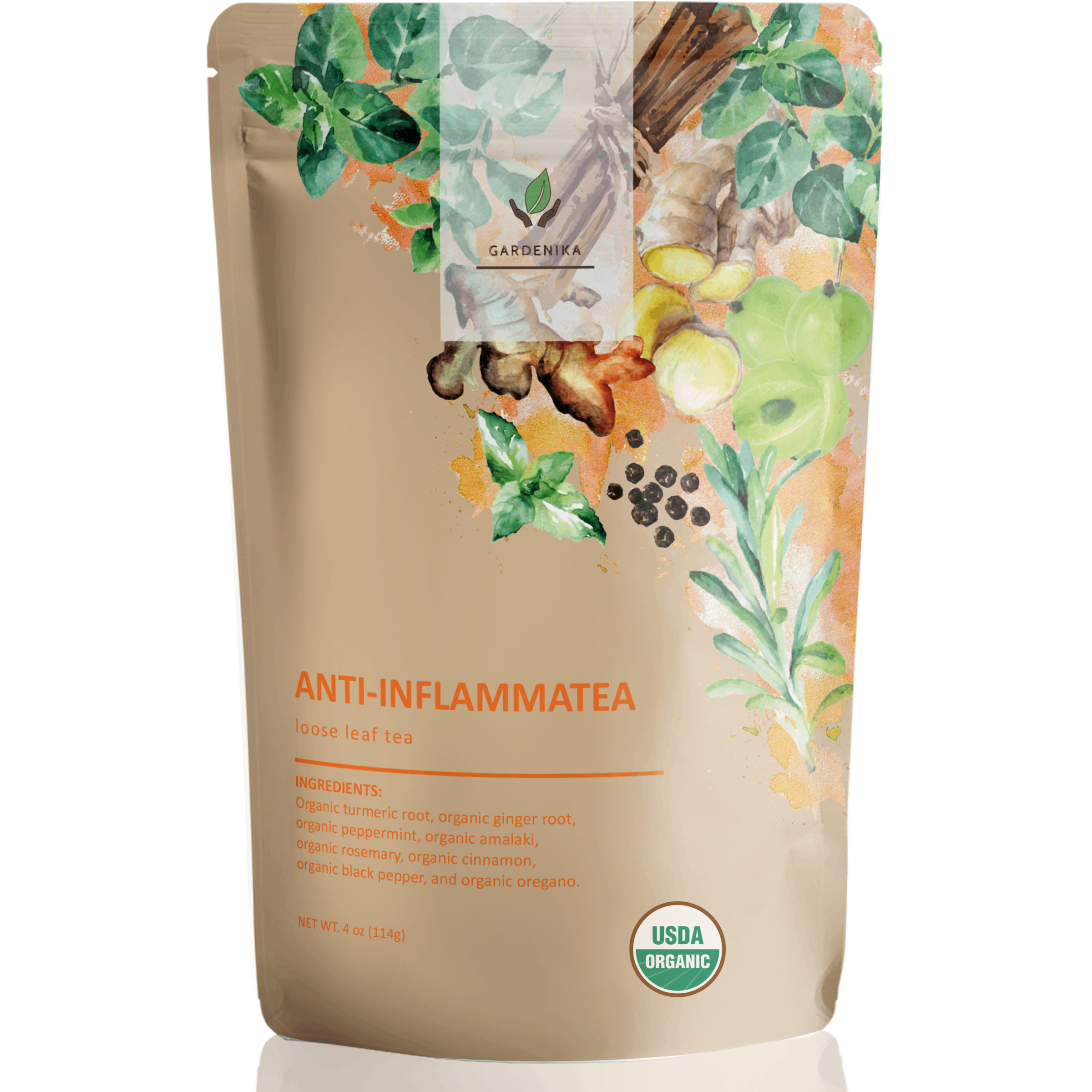 Anti-Inflammatory Tea, Turmeric Ginger Herbal Blend | Organic & Kosher
