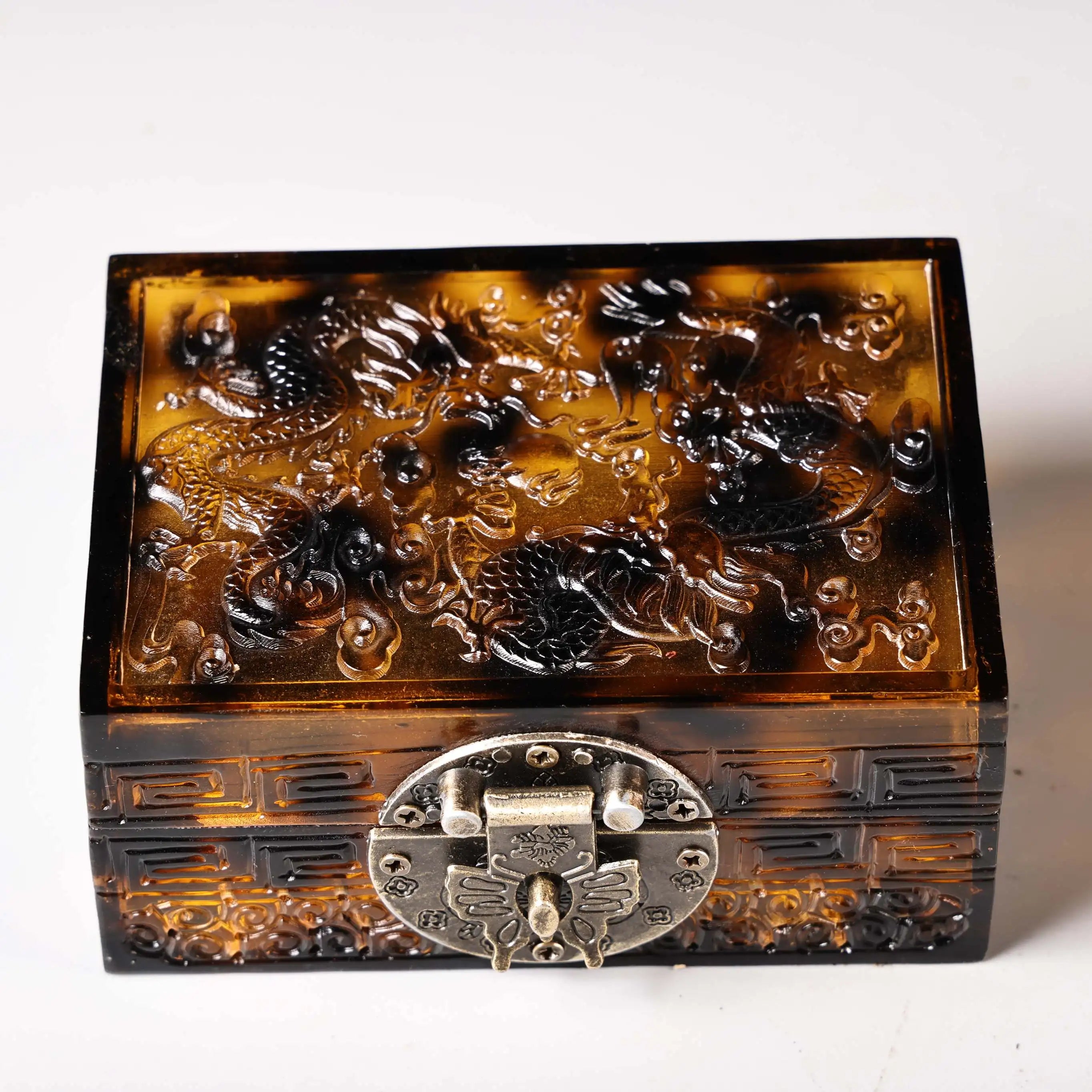 4" Old Hawksbill Turtle High Relief Long Box Amulet