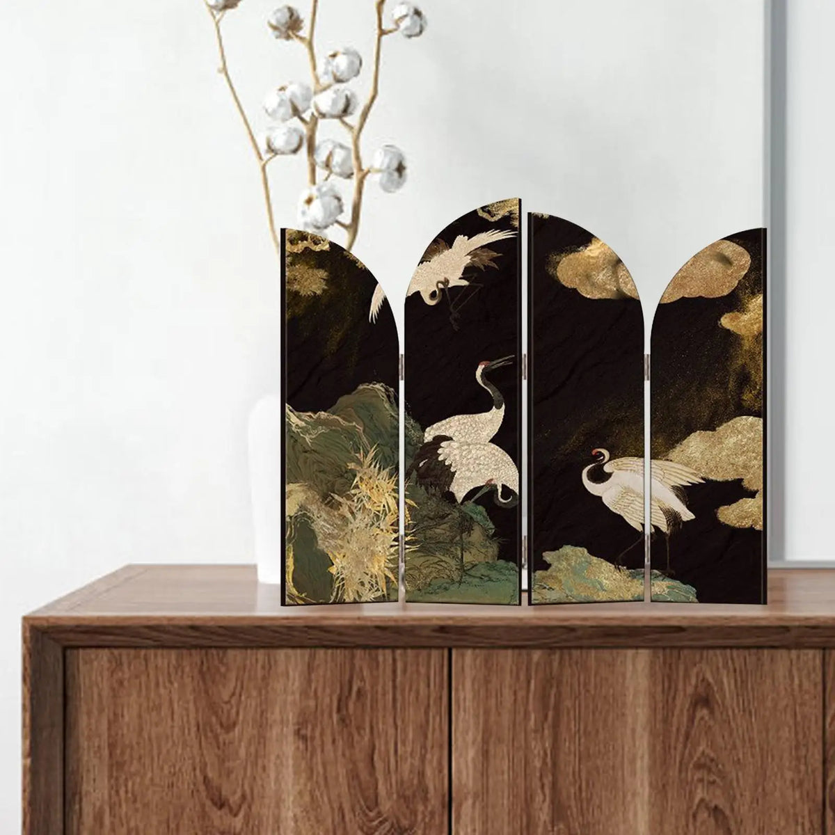 Mini Chinese Folding Screen – Desktop Flower & Bird Room Divider Ornament