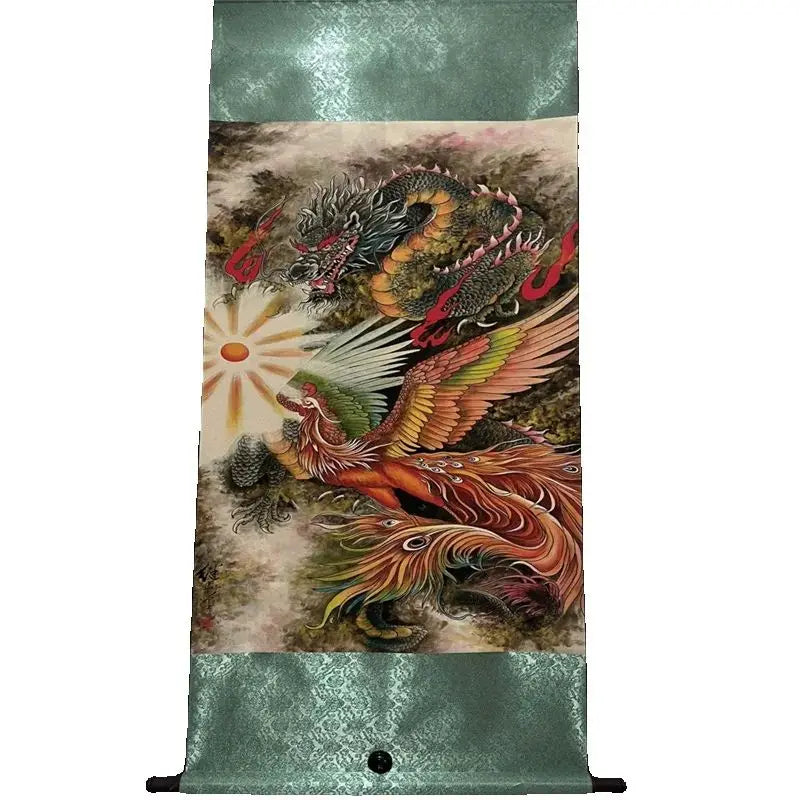 Liu Jilu–Style Dragon & Phoenix Auspicious Chinese Rice Paper Scroll