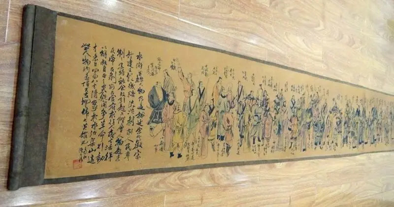“Heroes of the Water Margin” Chinese Calligraphy & Painting Long Scroll