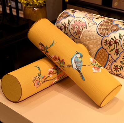 Traditional Chinese Jacquard Cylinder Bolster Pillow