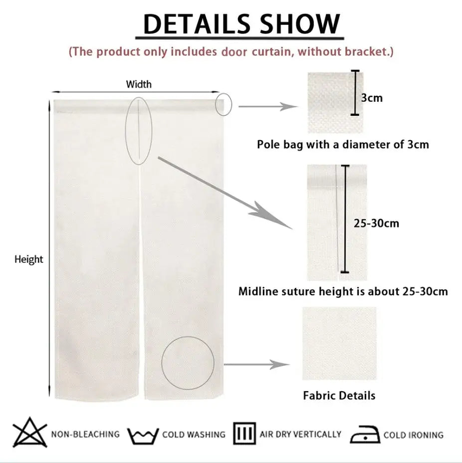 Japanese Ukiyo-e Floral Noren Door Curtain – Linen Blend Room Divider
