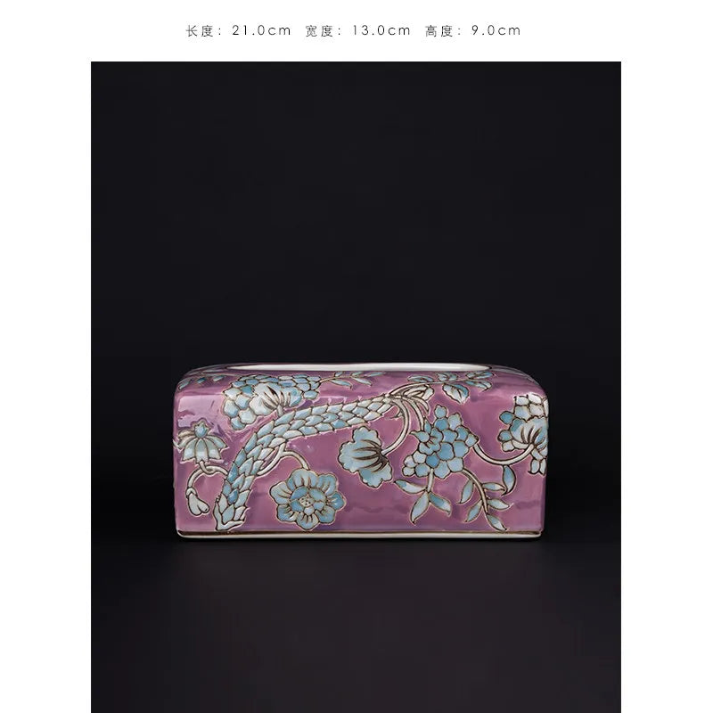 “Nirvana” Phoenix Relief Flat Vase – New Chinese Asian Home Decor