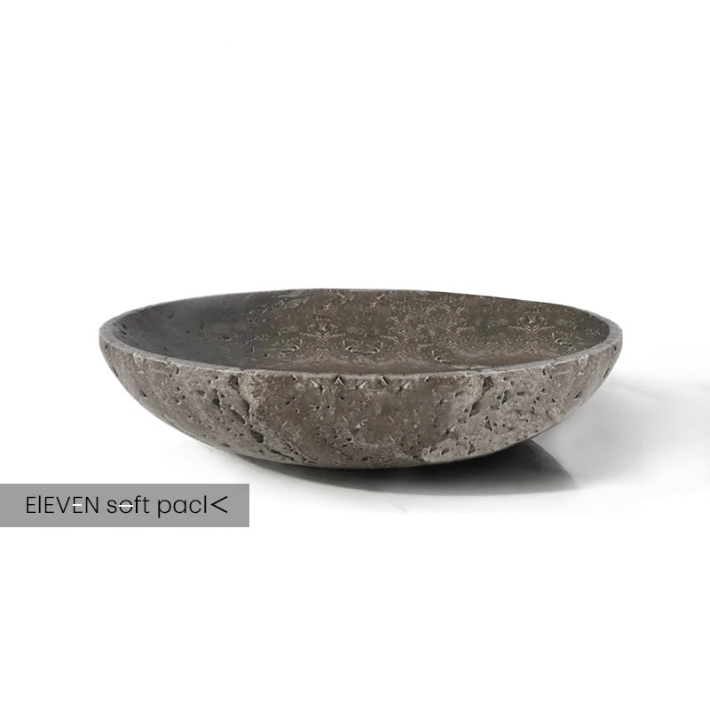 Wabi-sabi-inspired Vintage Gray Travertine Tray With A Sophisticated Vibe