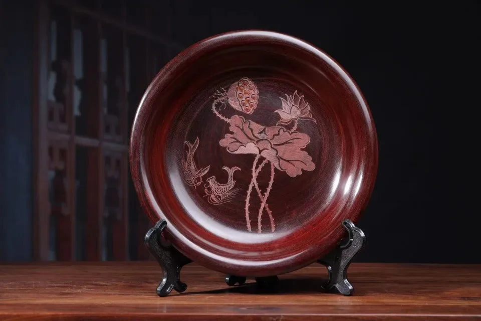 Red Sandalwood “Gold Rice” Bowl – Solid Wood Handicraft Ornament