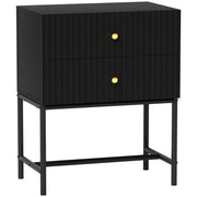 Elegant Two-Drawer Bedside or End Table - Black