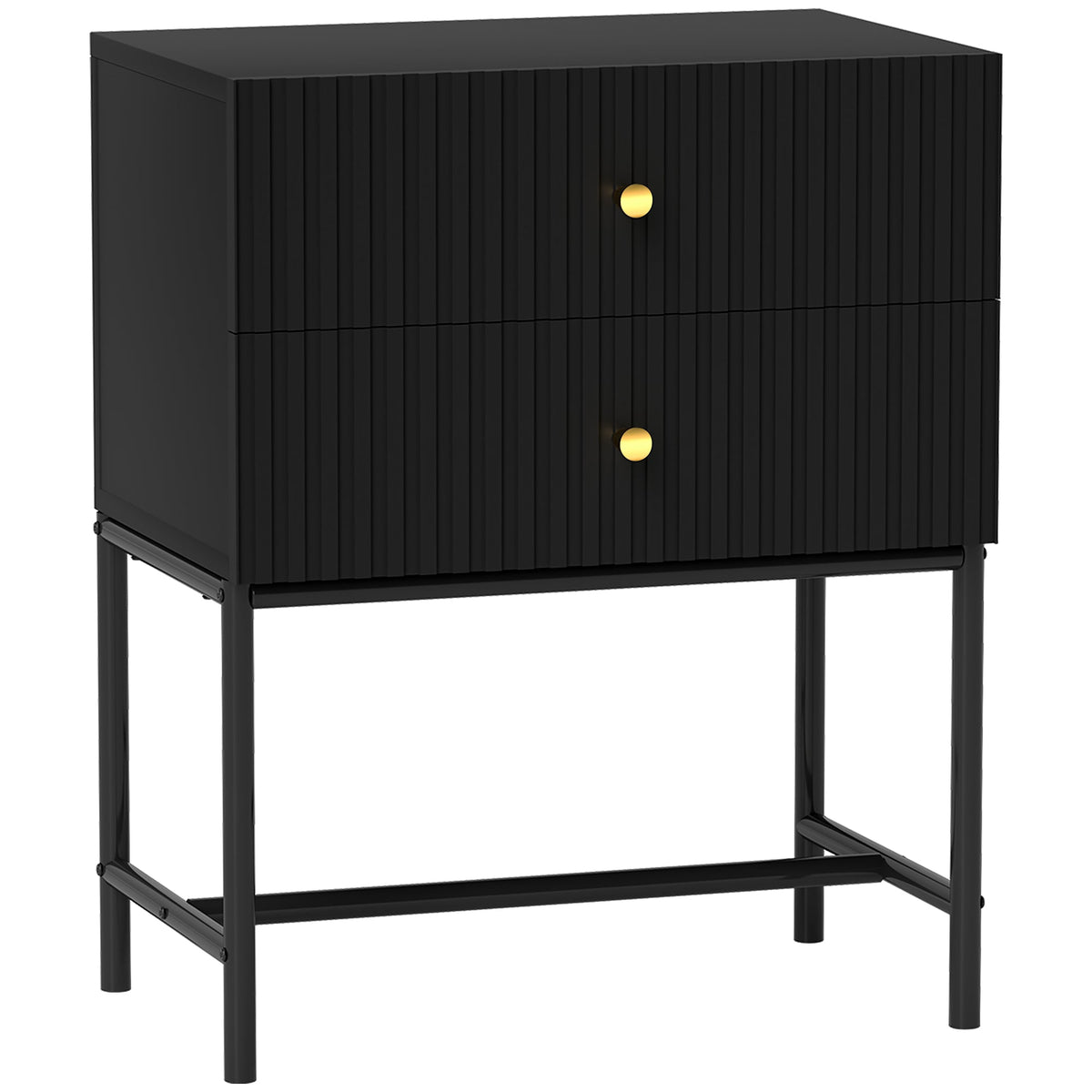 Elegant Two-Drawer Bedside or End Table - Black