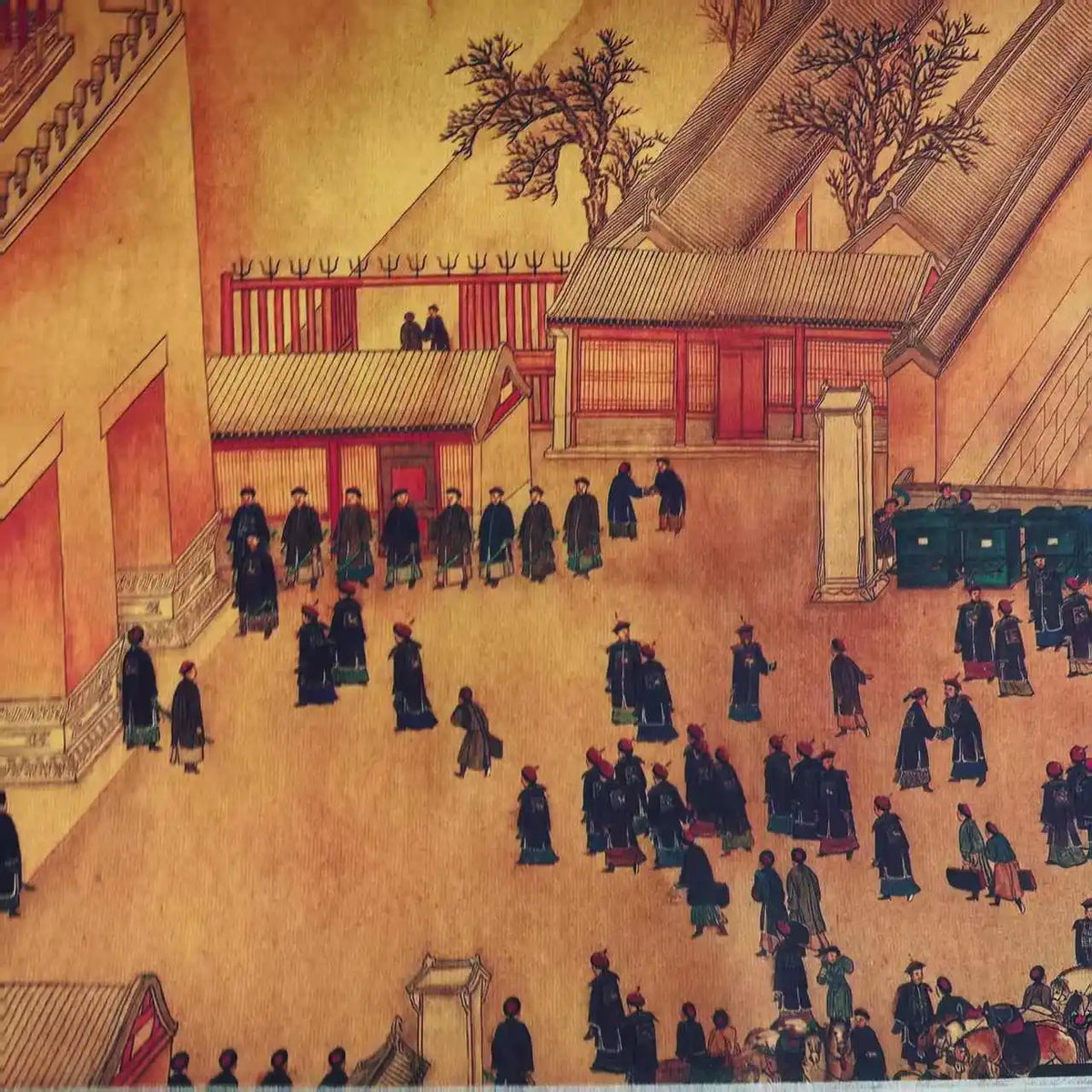 Xu Yang–Style “Five Star Continuous Bead” Chinese Long Scroll Painting