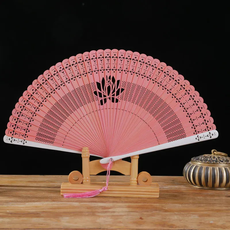 New Chinese Super Fairy Lotus Small Fan Hanfu Qipao Women's Hollow Fan Wedding Photography Props Folding Fan