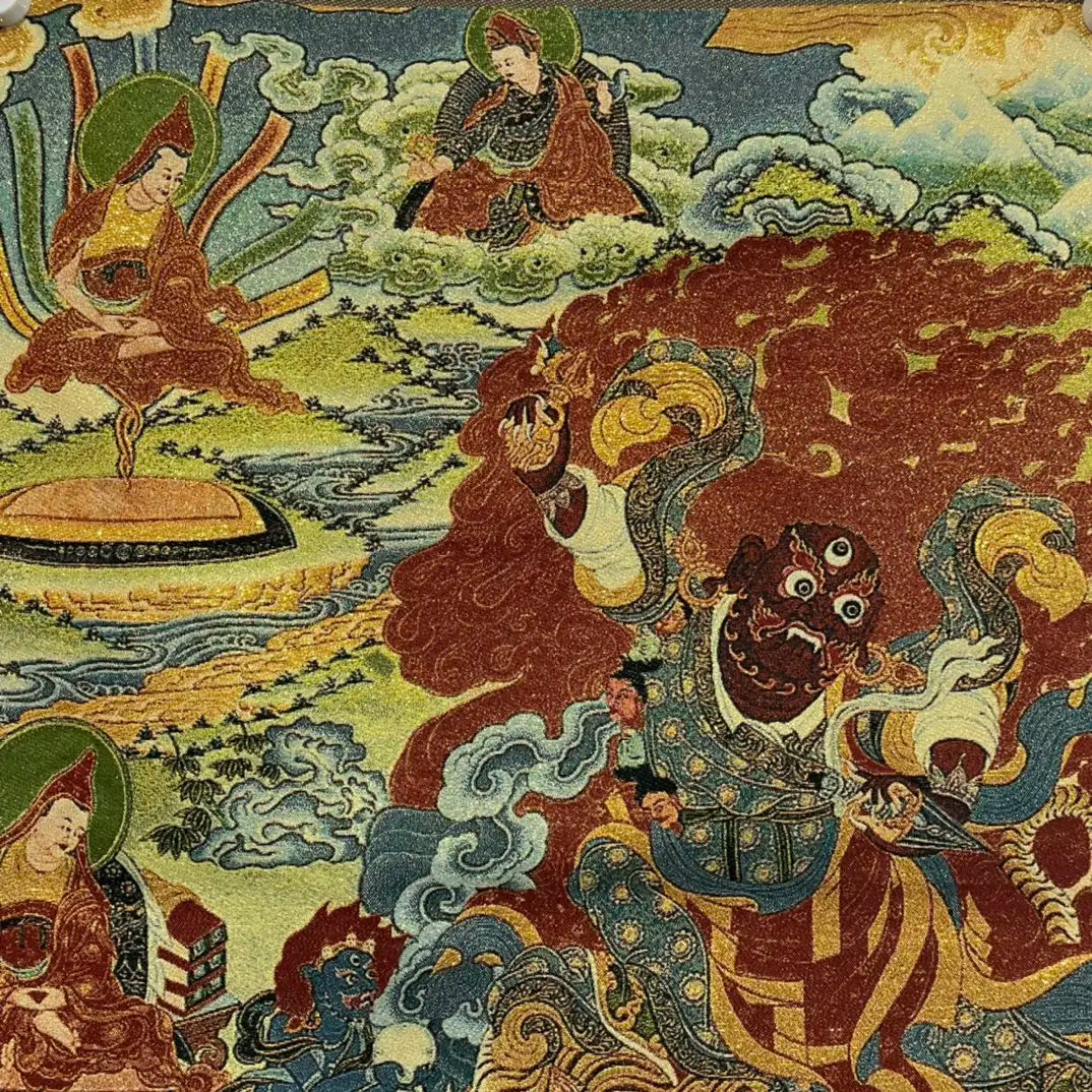 Tibetan Temple Silk Thangka – Embroidered Vajrapani Bodhisattva Hanging
