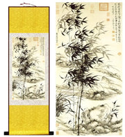 Bamboo painting Chiense characters and Flower  painting  Home Office Decoration Chinese scroll paintingPrinted painting
