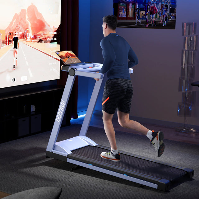 DeerRun A1 Pro Move+  6% Incline Foldable Treadmill——2025 Upgraded Chip & NFC Support | 350Lbs, 10mph Blue
