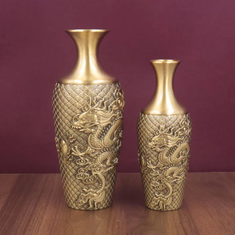Brass Fish Leaping Over the Dragon Gate Copper Vase