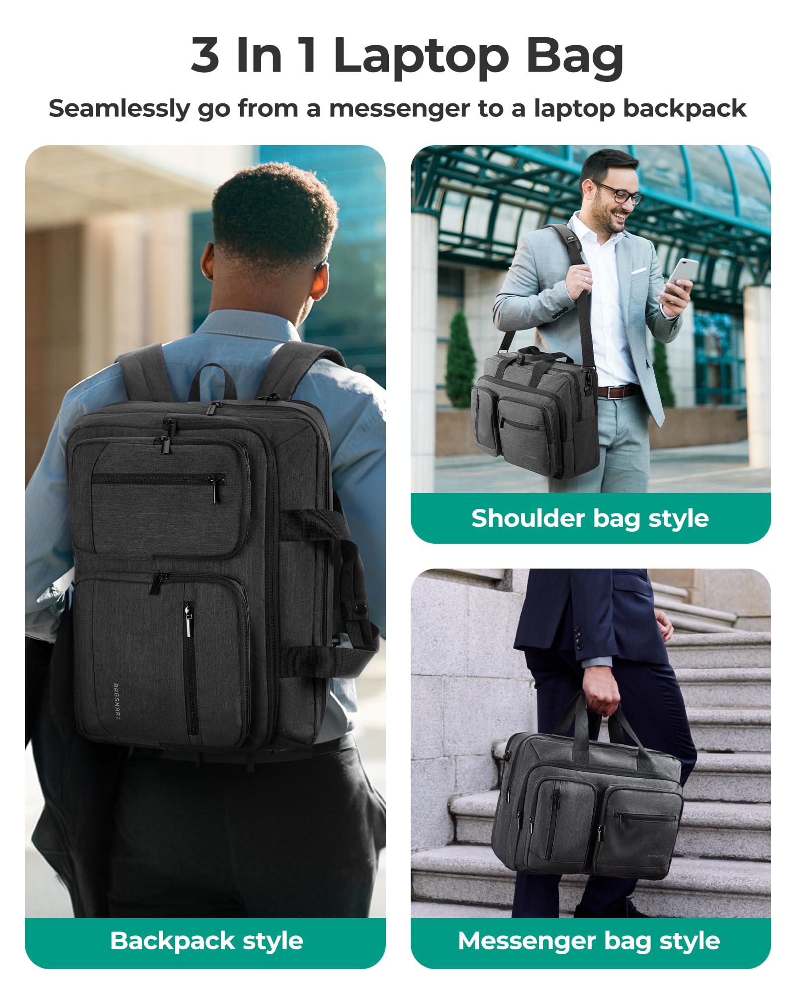 BAGSMART 3 In 1 Laptop Bag