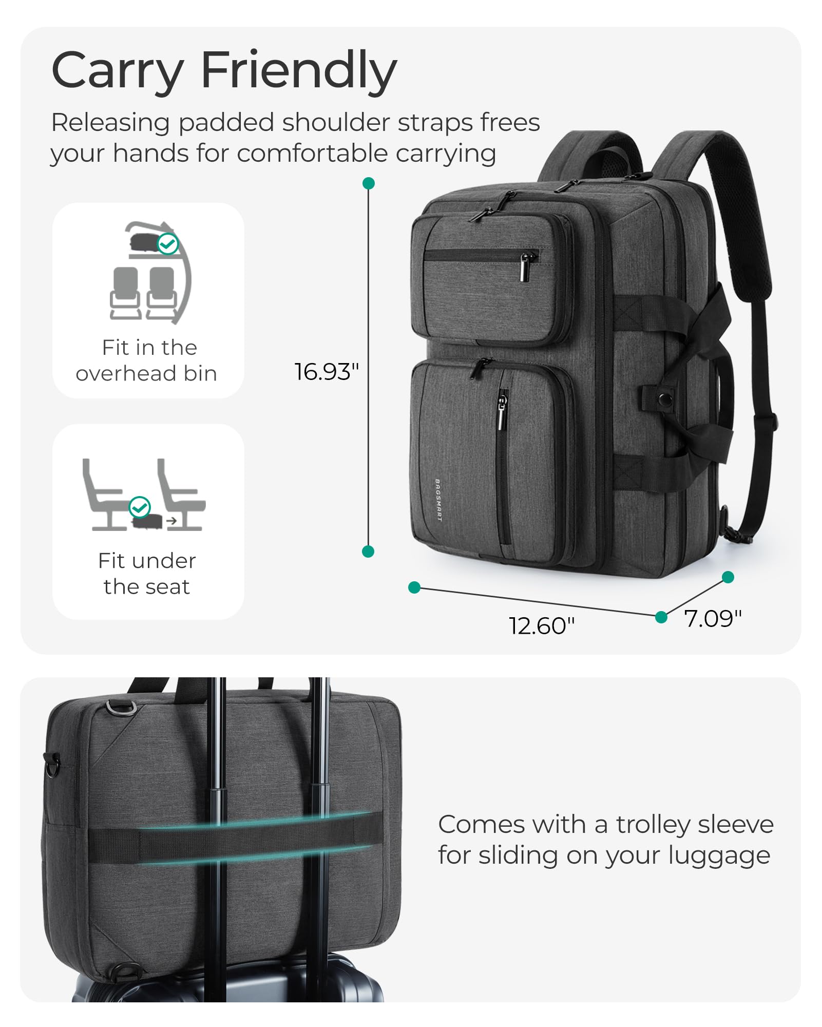 BAGSMART 3 In 1 Laptop Bag