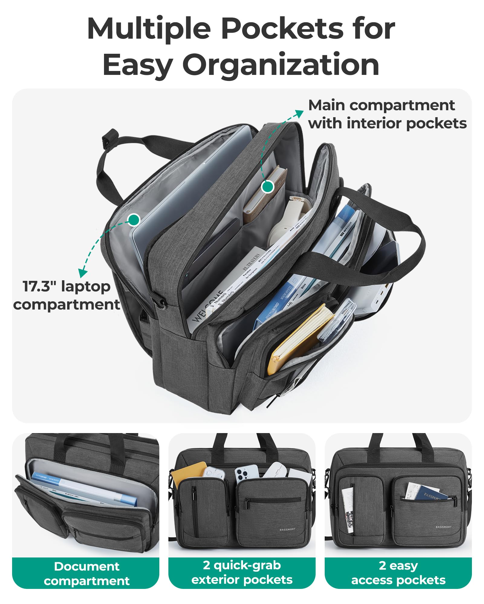 BAGSMART 3 In 1 Laptop Bag