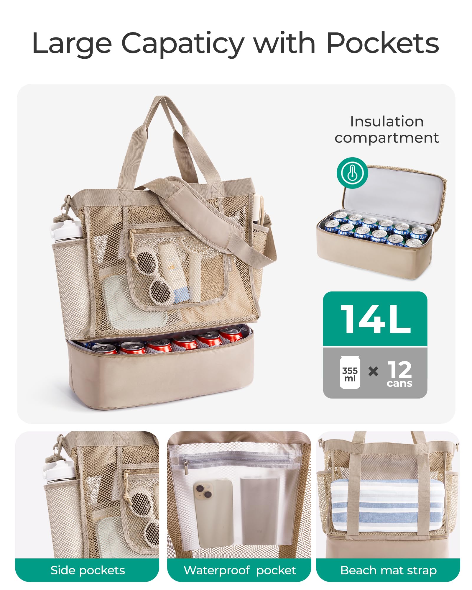 BAGSMART Beach Bag