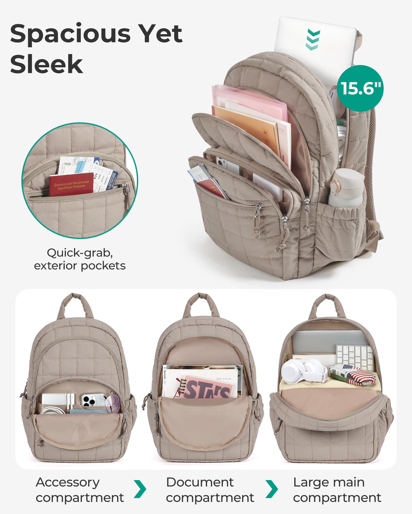 BAGSMART College Laptop Backpack