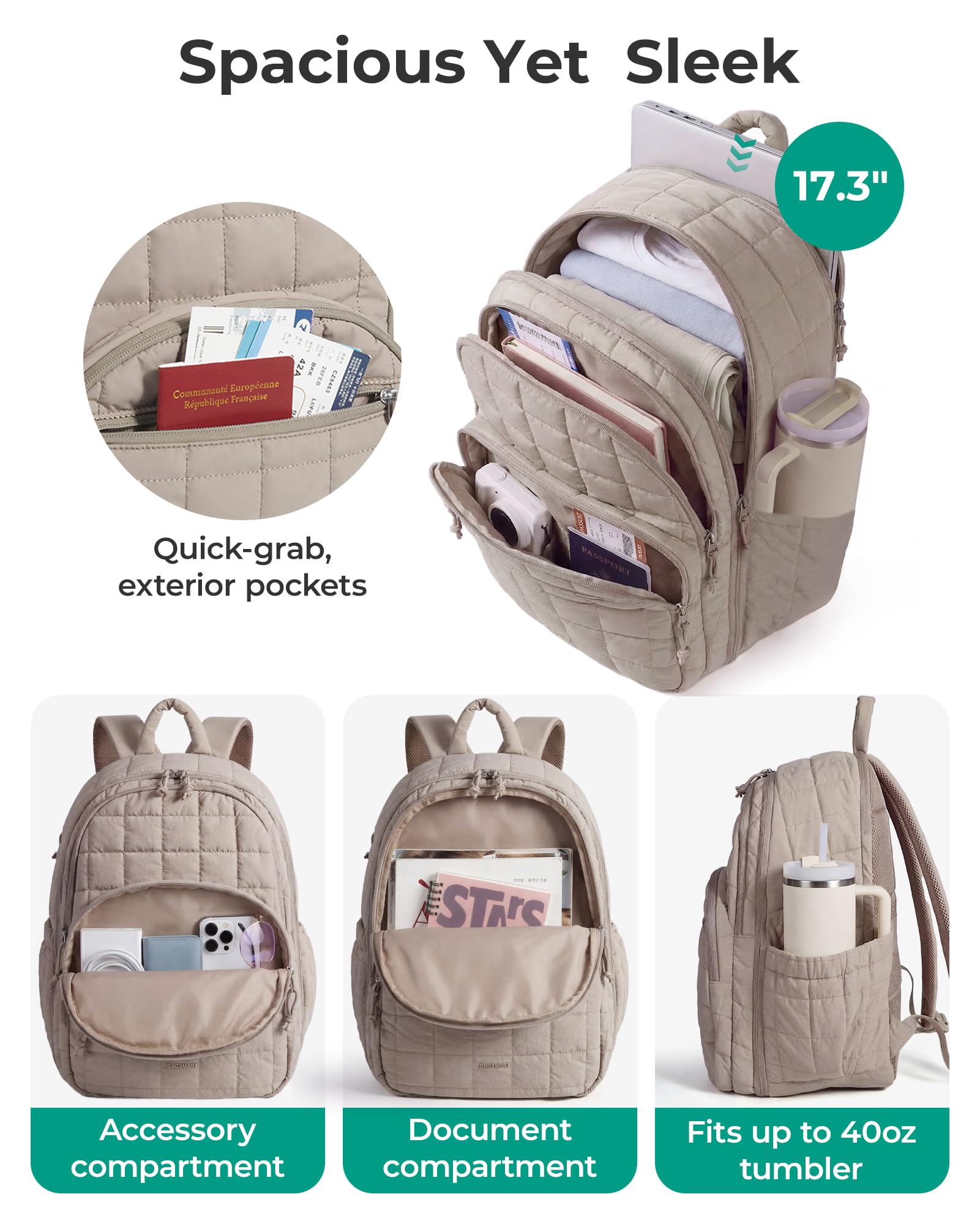 BAGSMART College Laptop Backpack