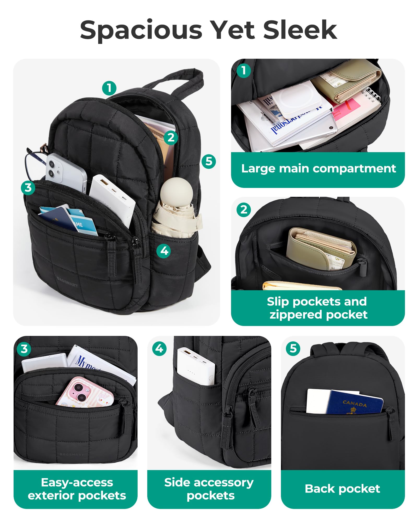 BAGSMART College Laptop Backpack