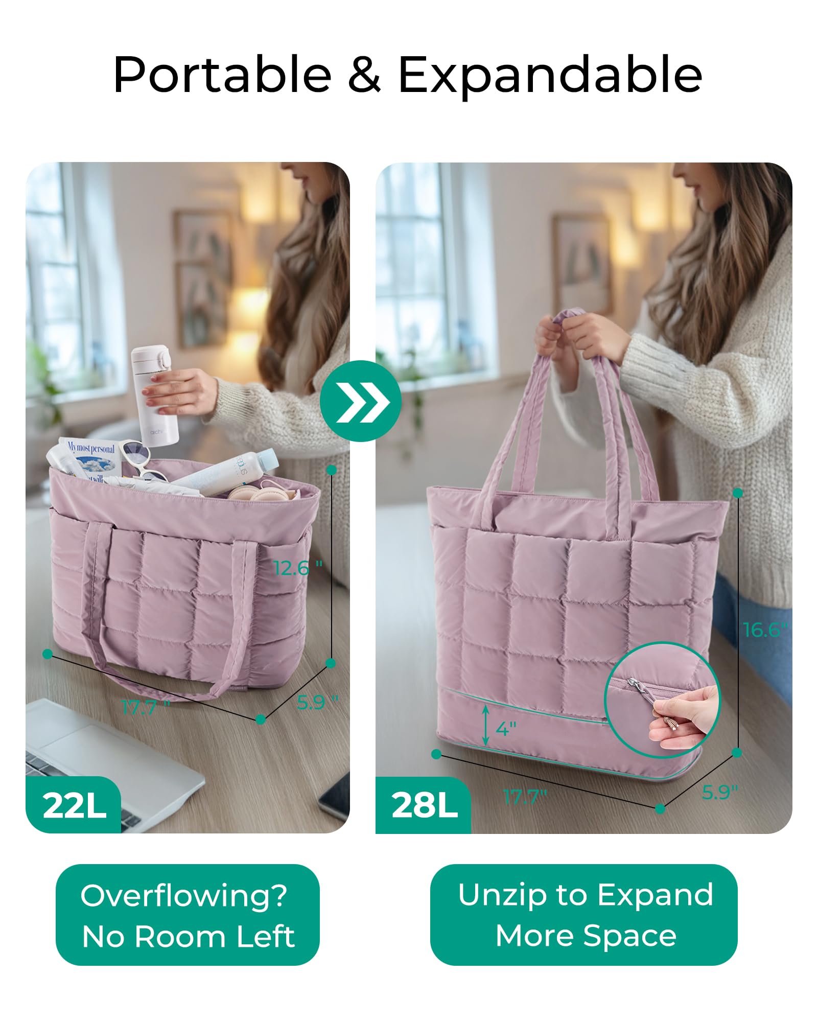 BAGSMART Expandable Tote Bag