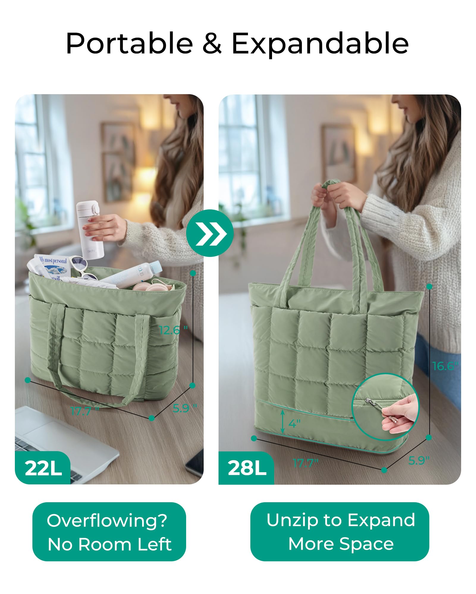 BAGSMART Expandable Tote Bag