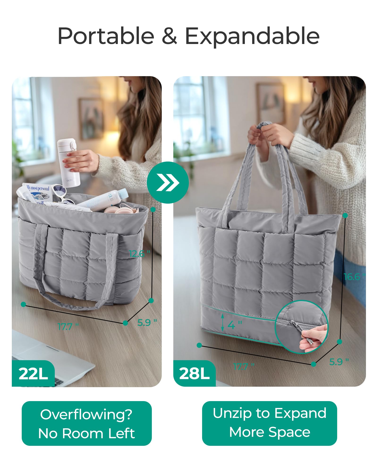 BAGSMART Expandable Tote Bag