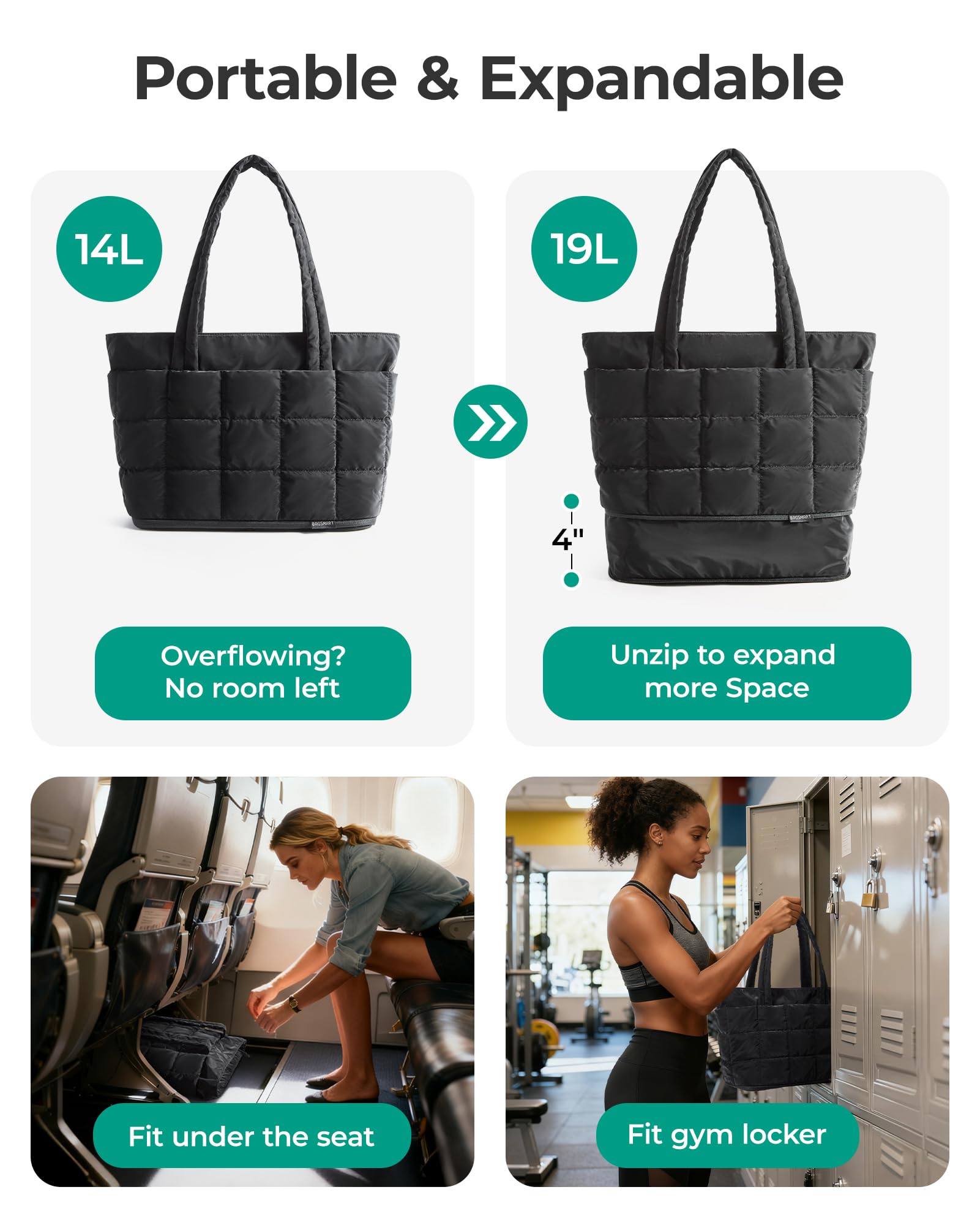 BAGSMART Expandable Tote Bag