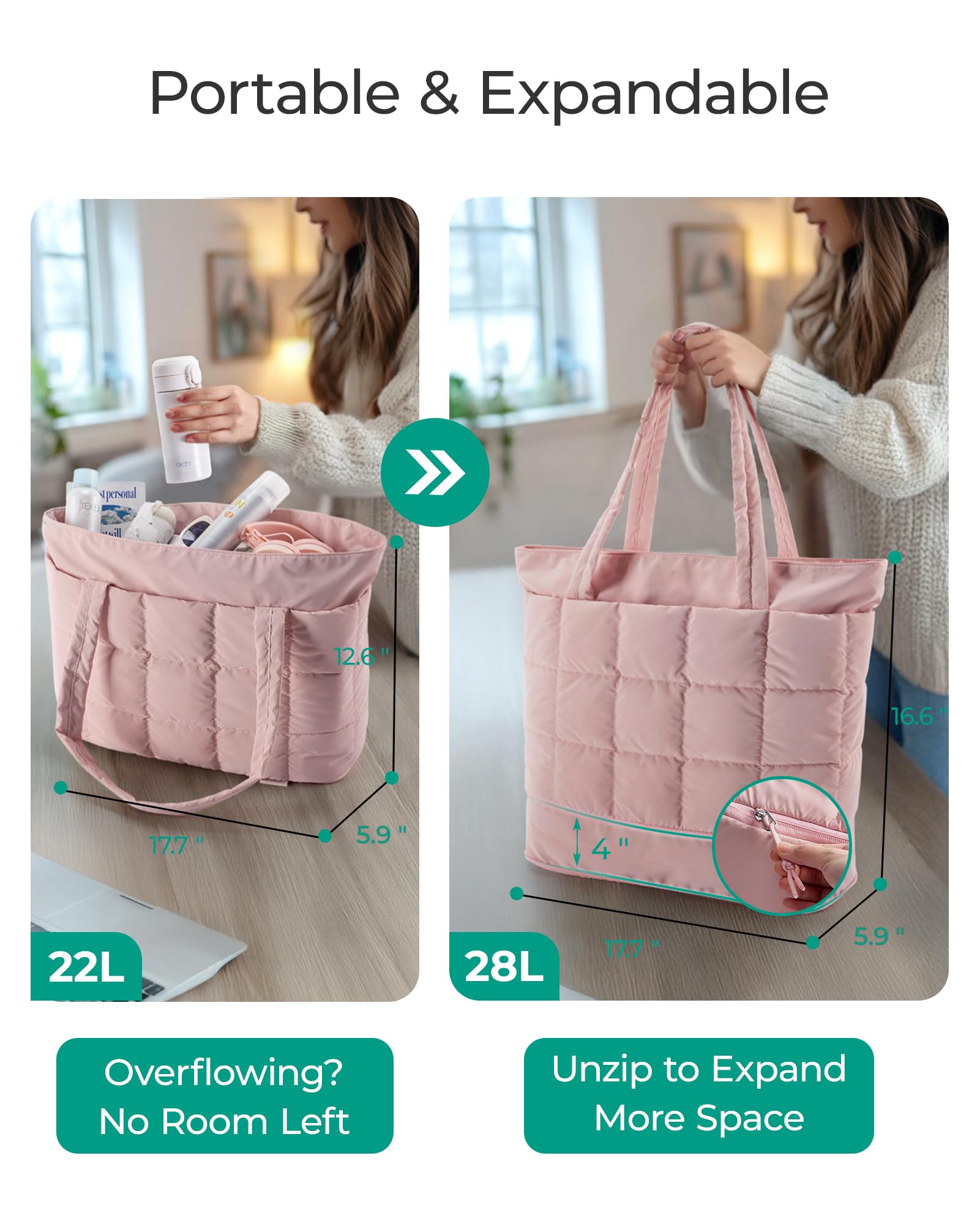 BAGSMART Expandable Tote Bag