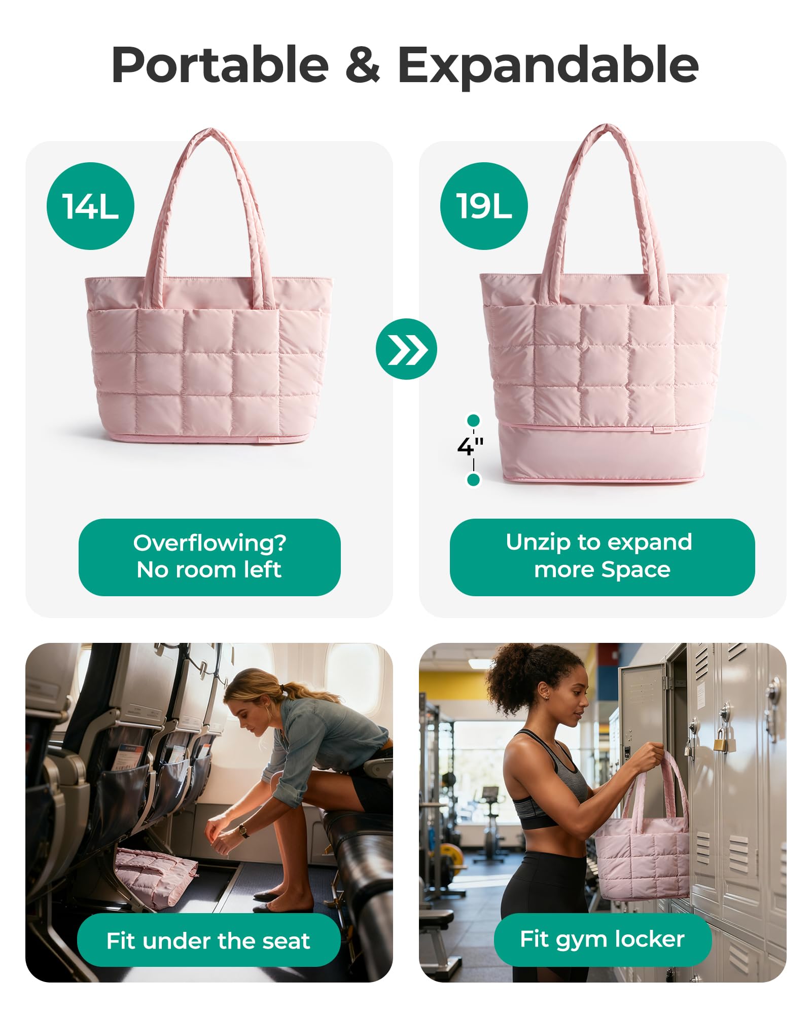 BAGSMART Expandable Tote Bag