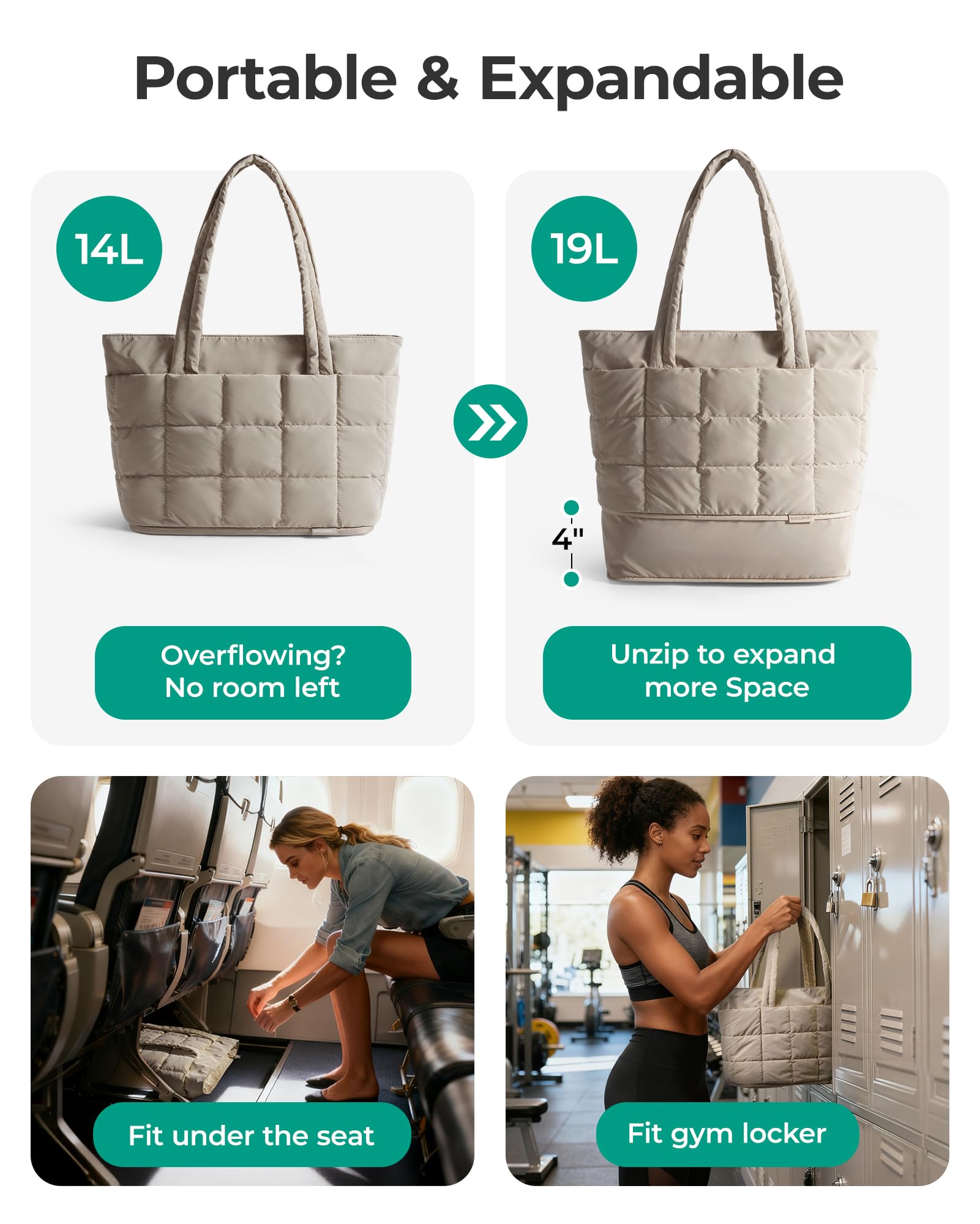 BAGSMART Expandable Tote Bag