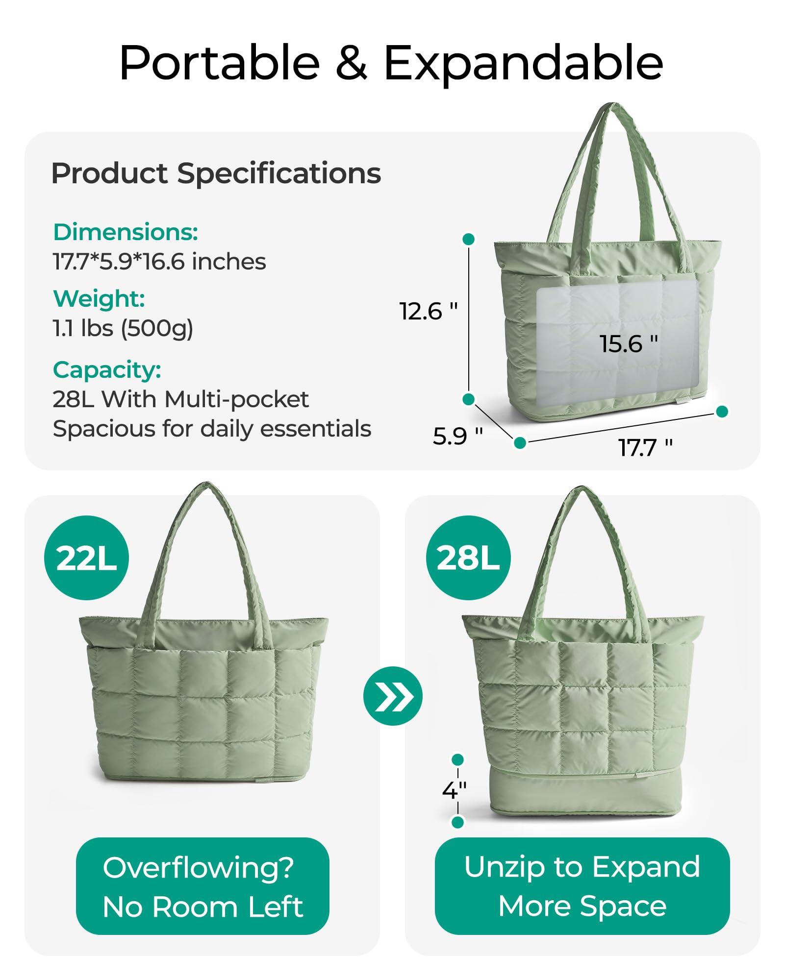 BAGSMART Expandable Tote Bag