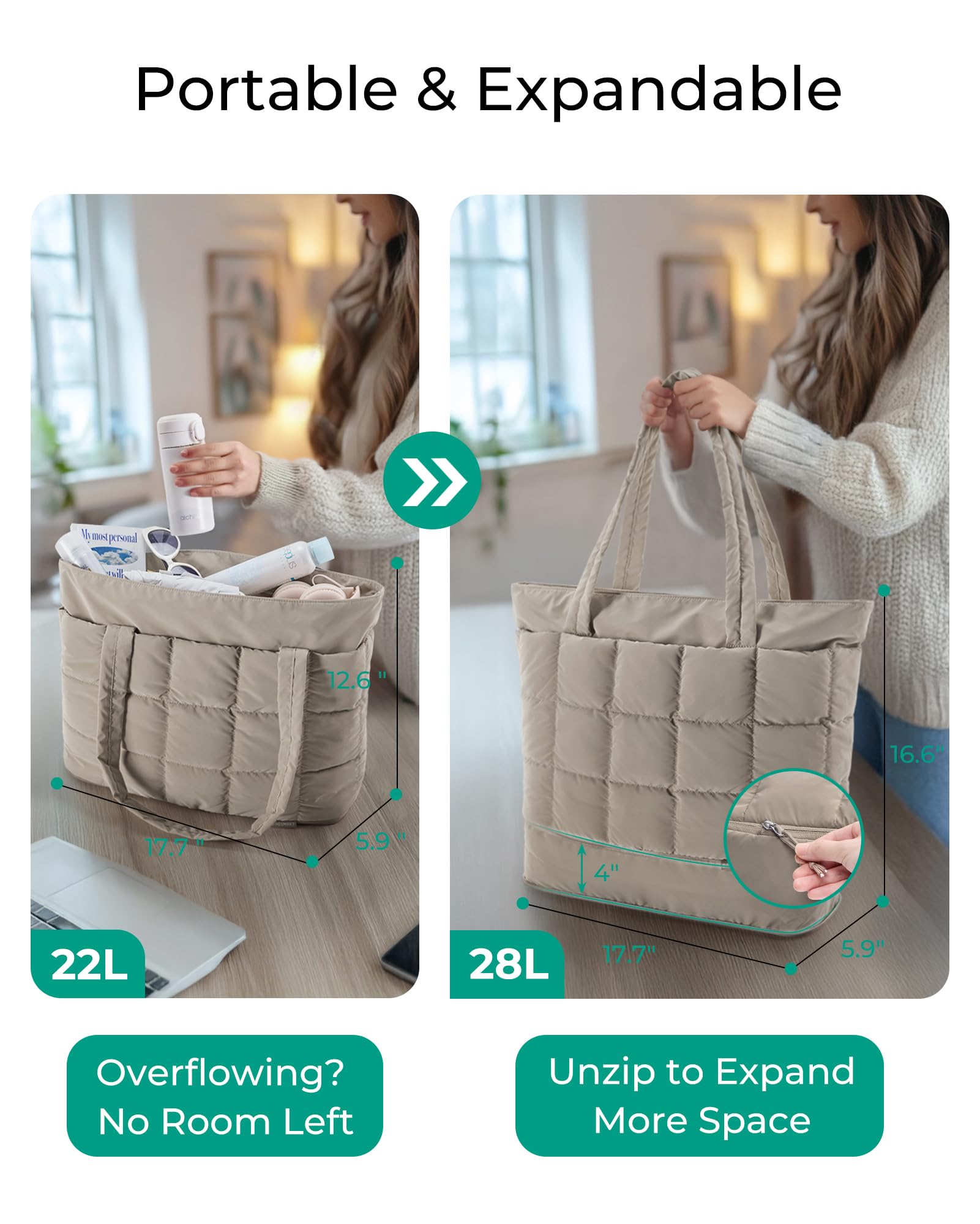 BAGSMART Expandable Tote Bag