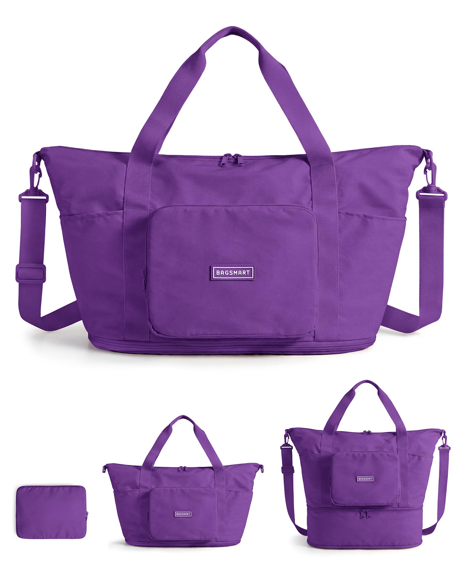BAGSMART Foldable Travel Bag, 37L Expendable