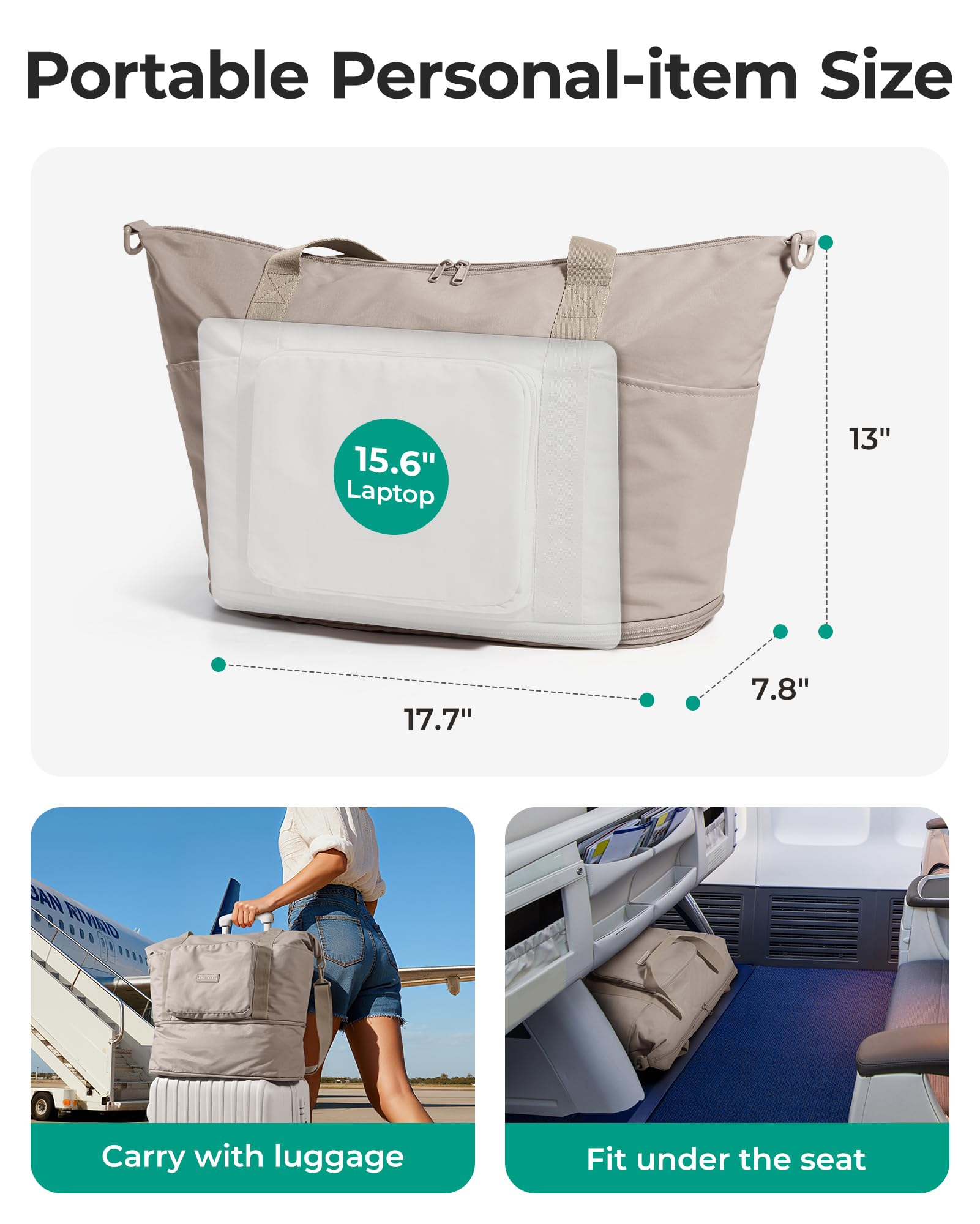 BAGSMART Foldable Travel Bag, 37L Expendable