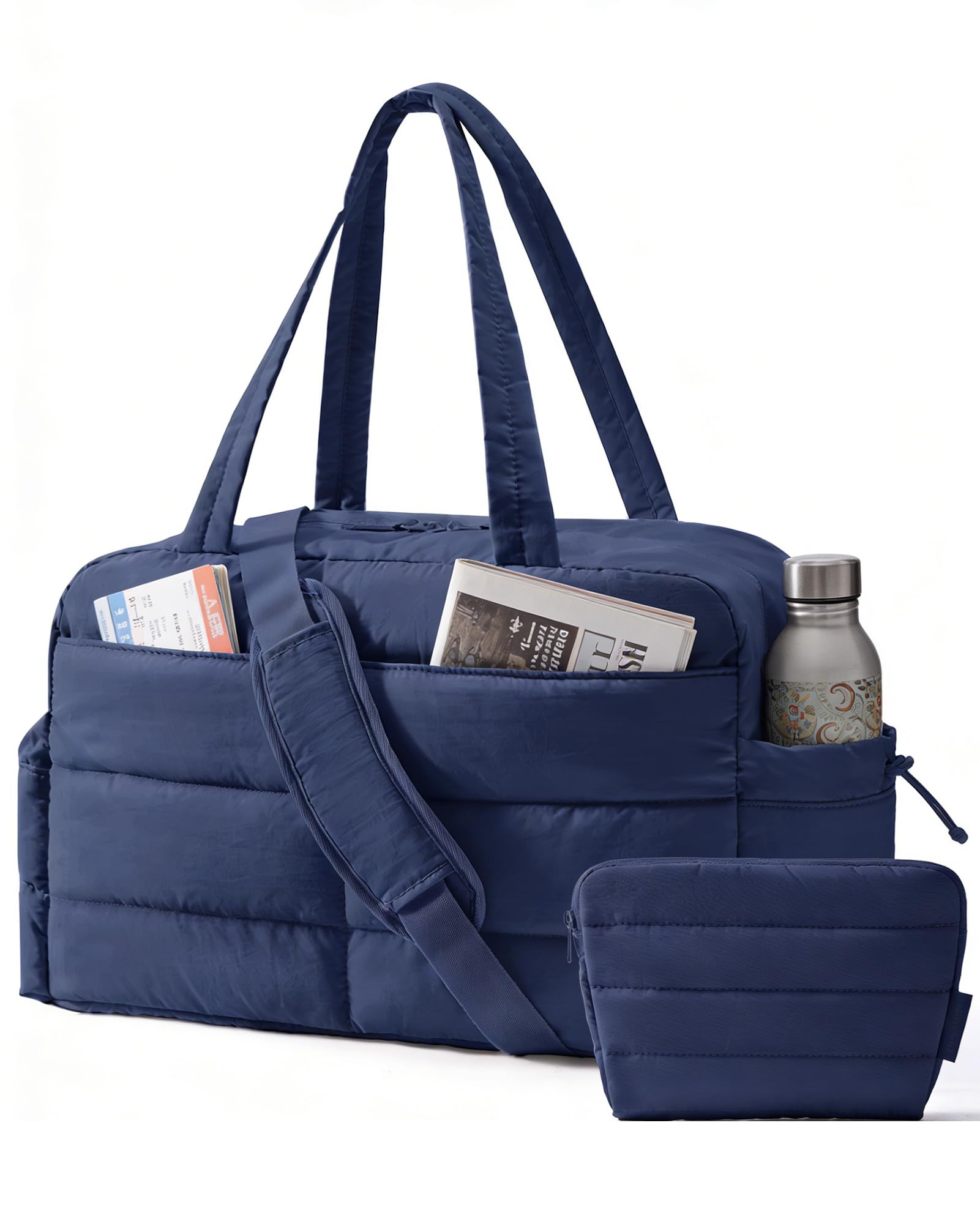 BAGSMART Gym Bag for Women, Lightweight Puffer Duffle Bag 2-PC Travel Bag