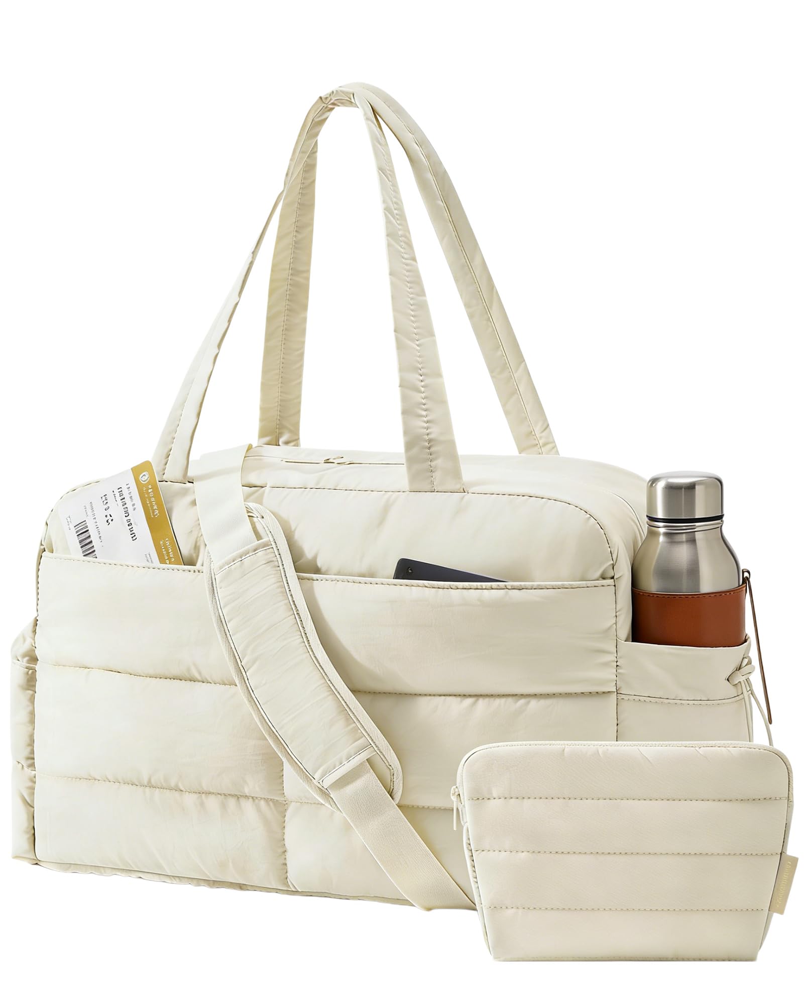 BAGSMART Gym Bag for Women, Lightweight Puffer Duffle Bag 2-PC Travel Bag