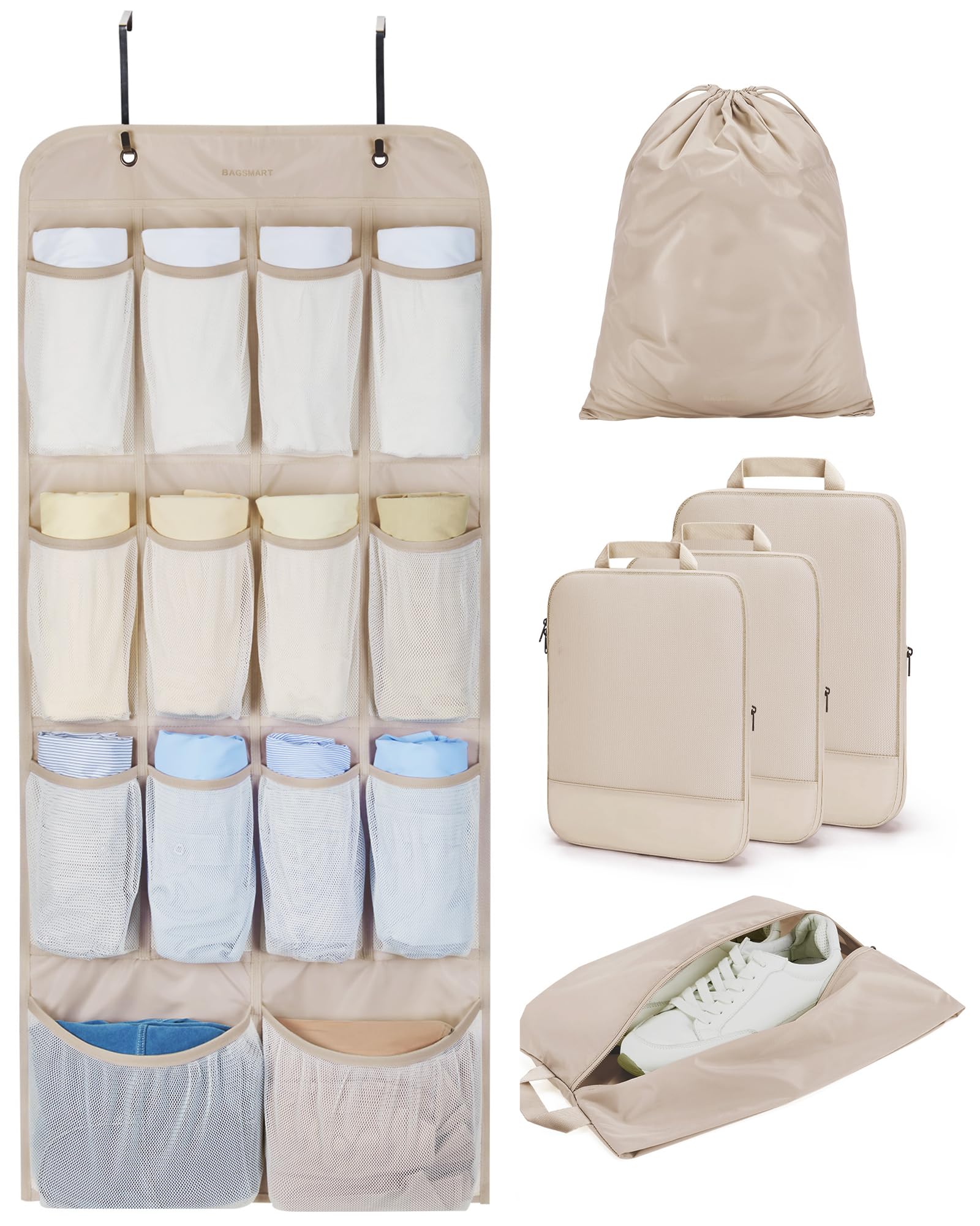 BAGSMART Hanging Compression Packing Cubes