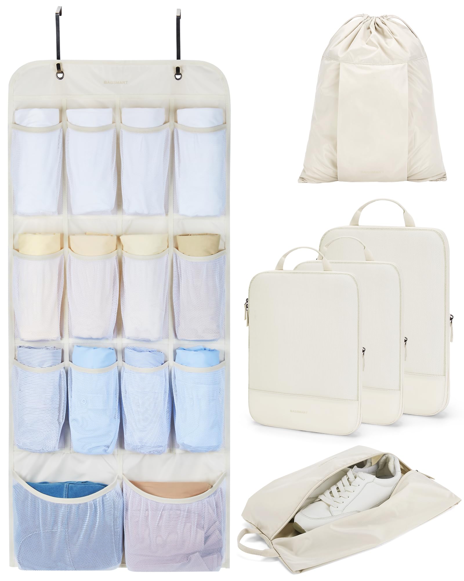 BAGSMART Hanging Compression Packing Cubes