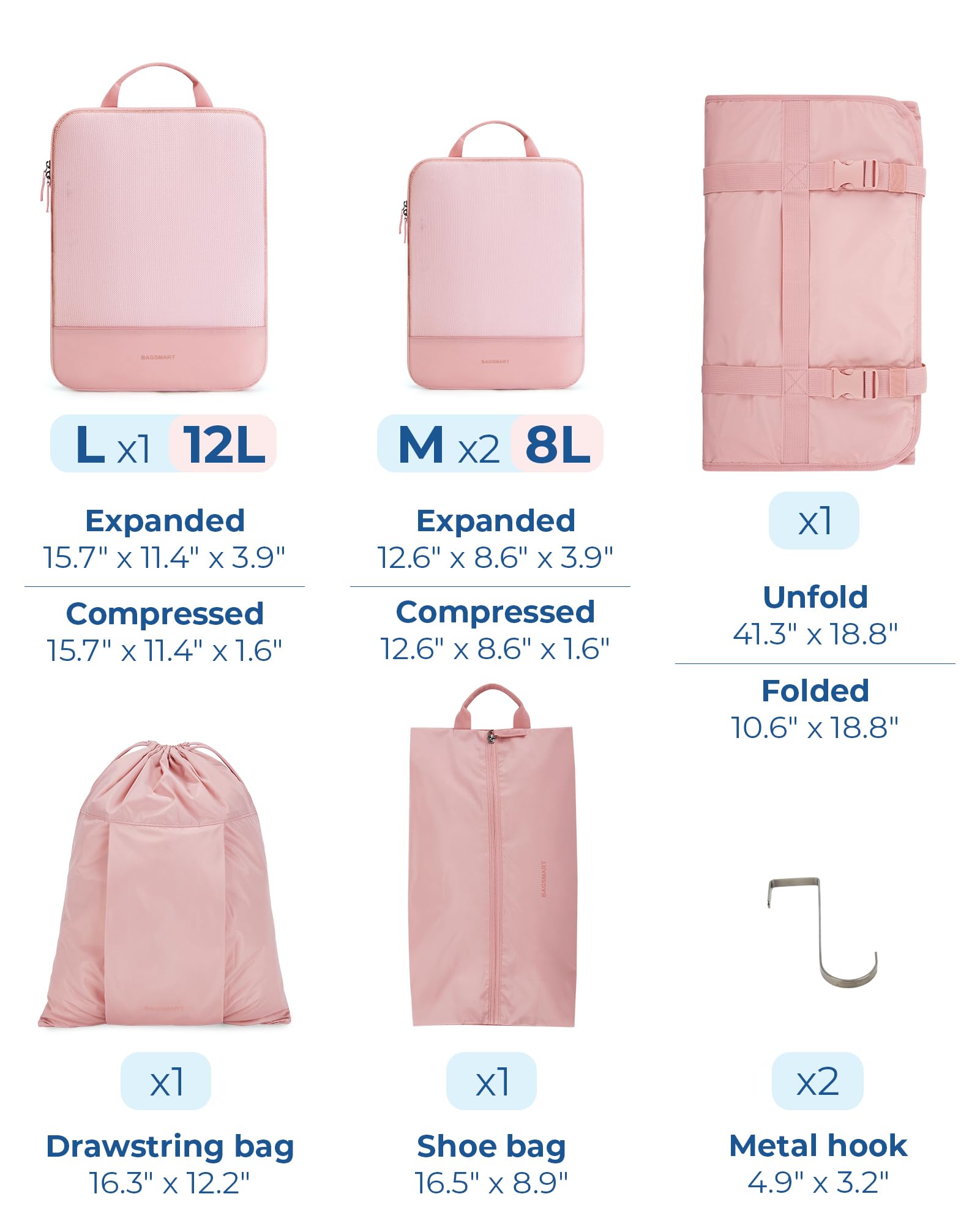 BAGSMART Hanging Compression Packing Cubes