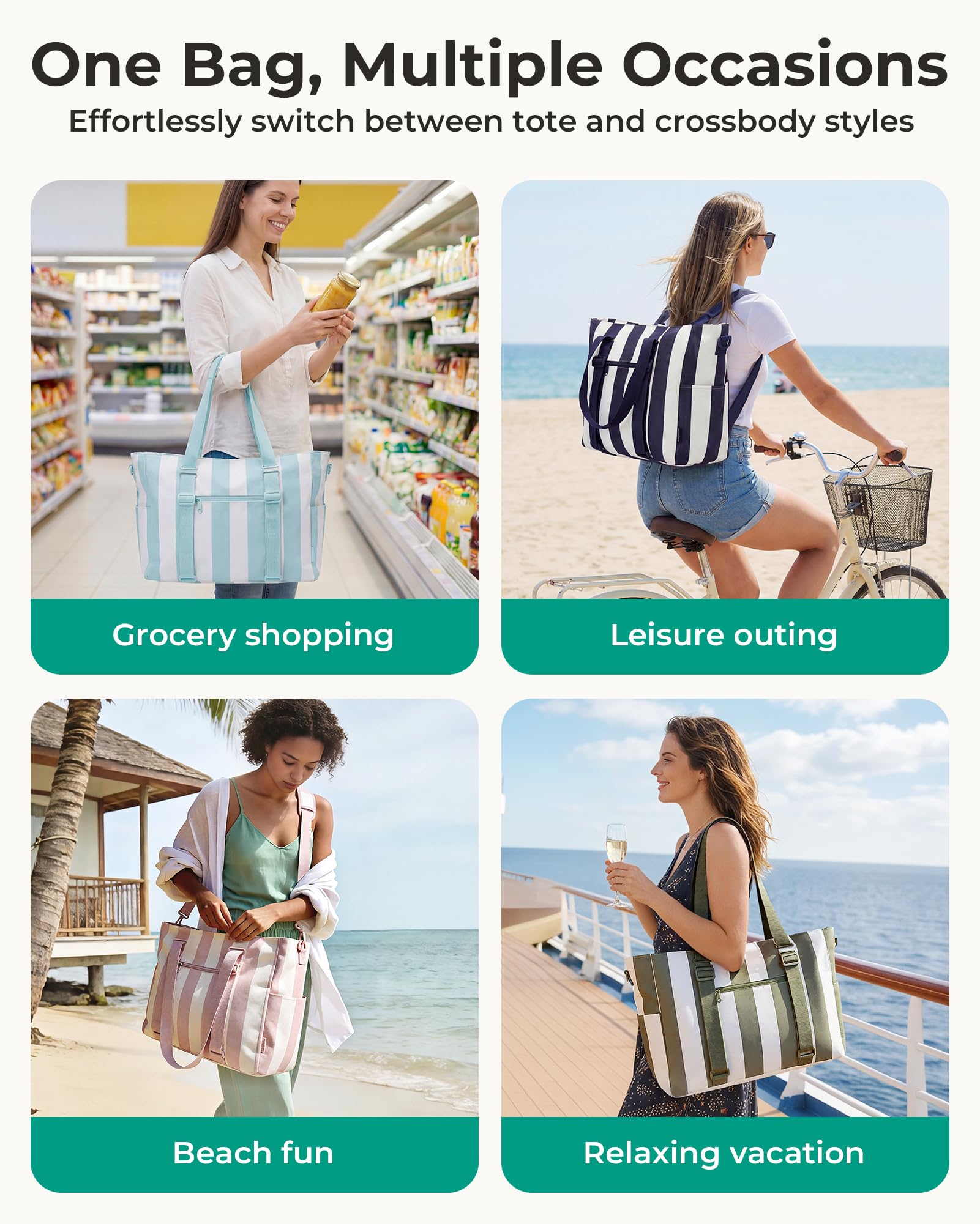 BAGSMART Large Beach Bag for Beach Essentials
