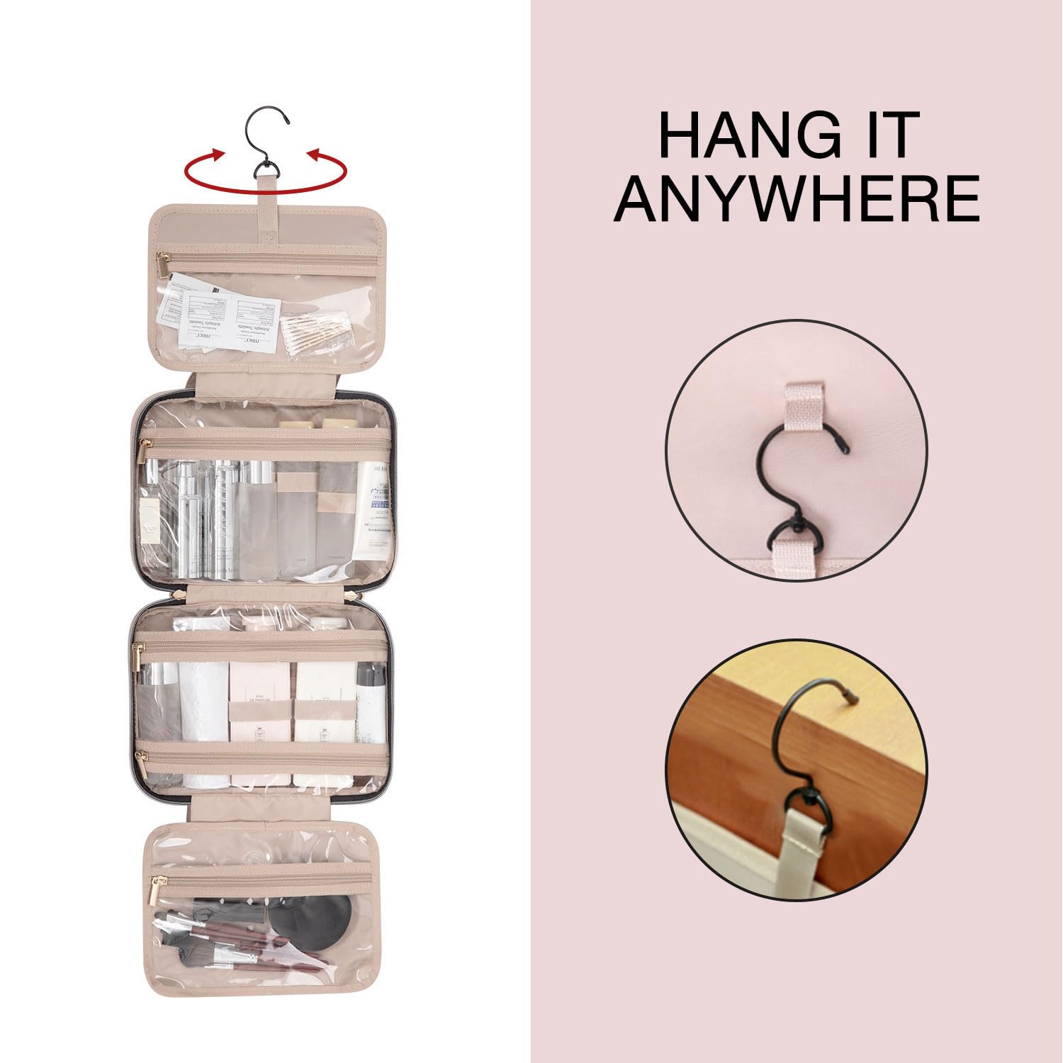 BAGSMART Toiletry Bag Travel Bag with Hanging Hook