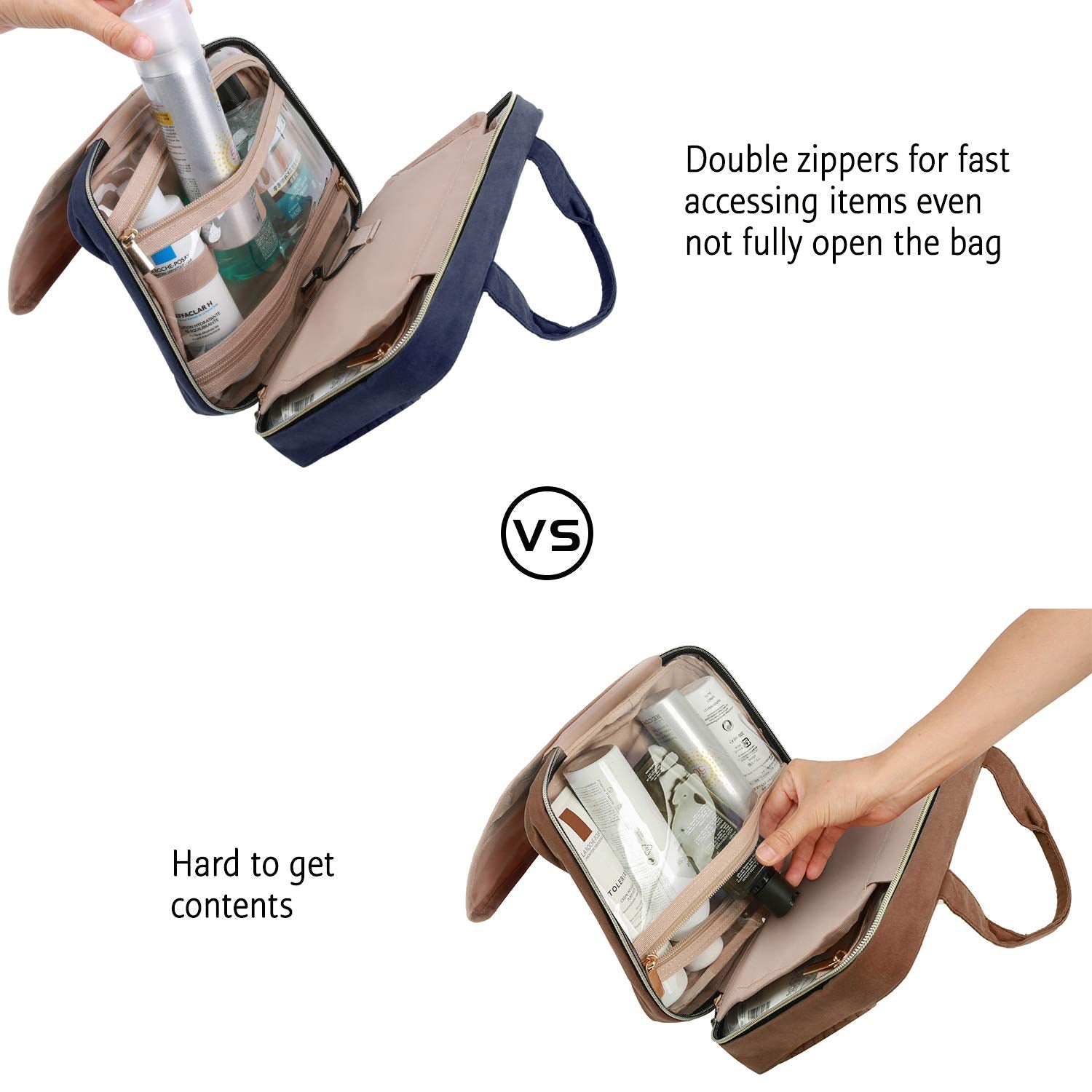 BAGSMART Toiletry Bag Travel Bag with Hanging Hook