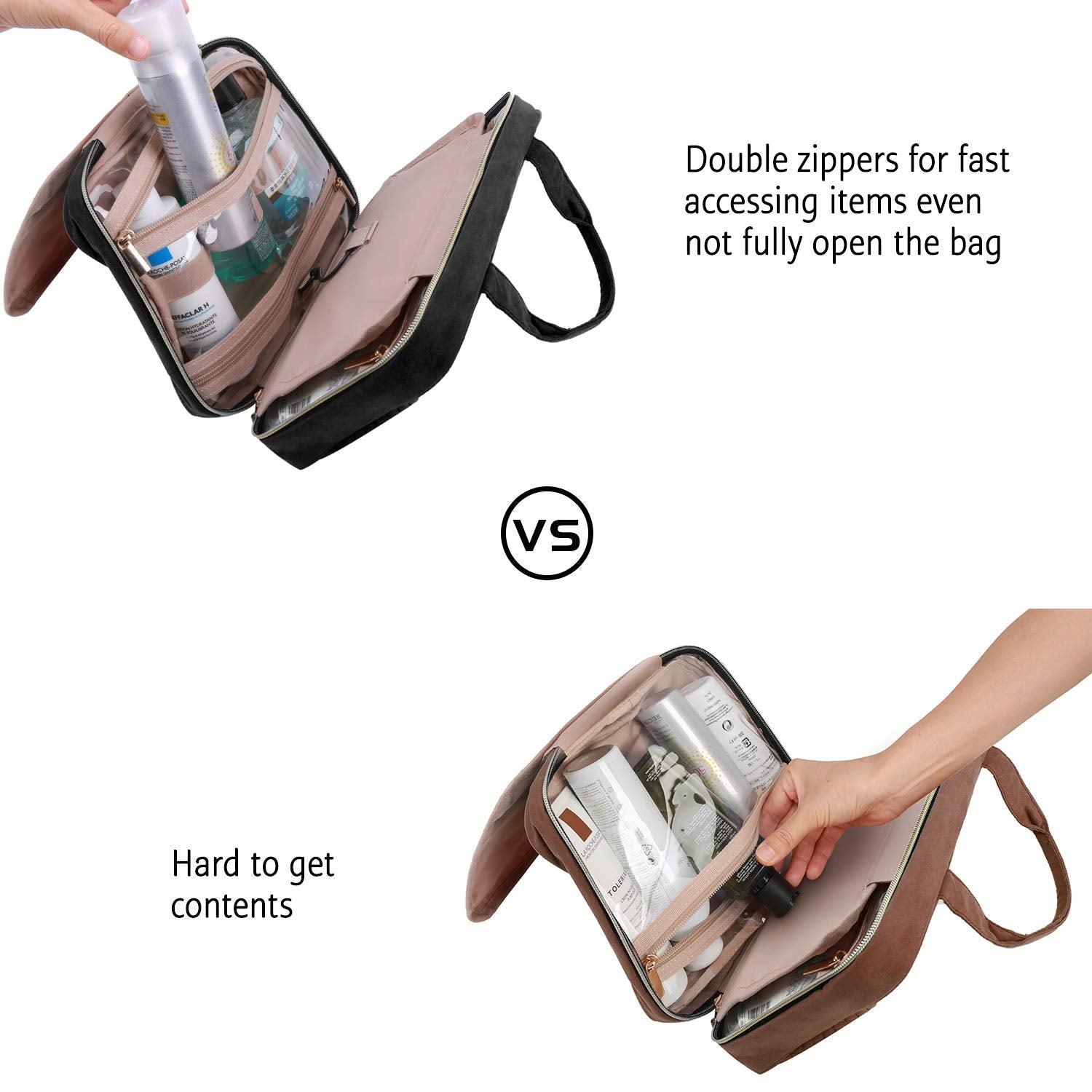 BAGSMART Toiletry Bag Travel Bag with Hanging Hook