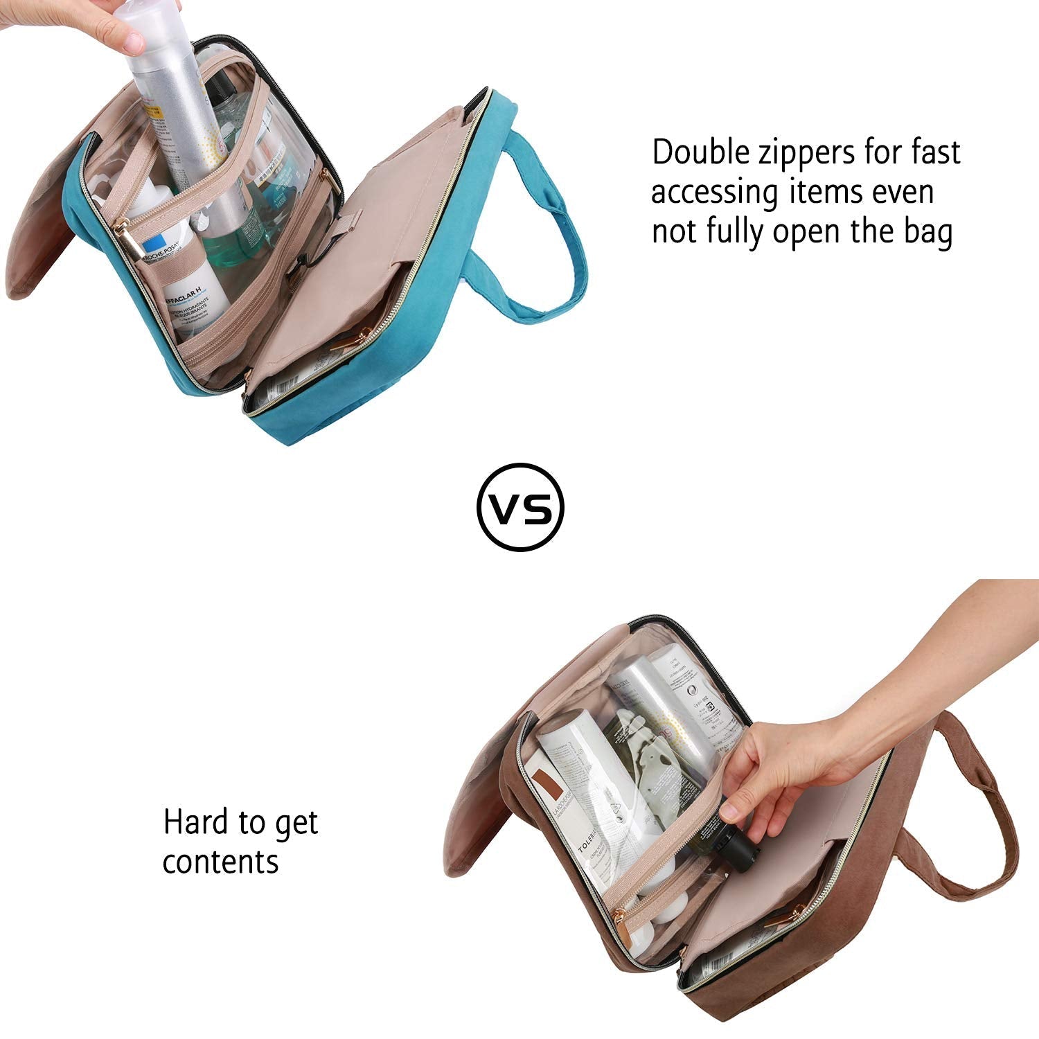 BAGSMART Toiletry Bag Travel Bag with Hanging Hook